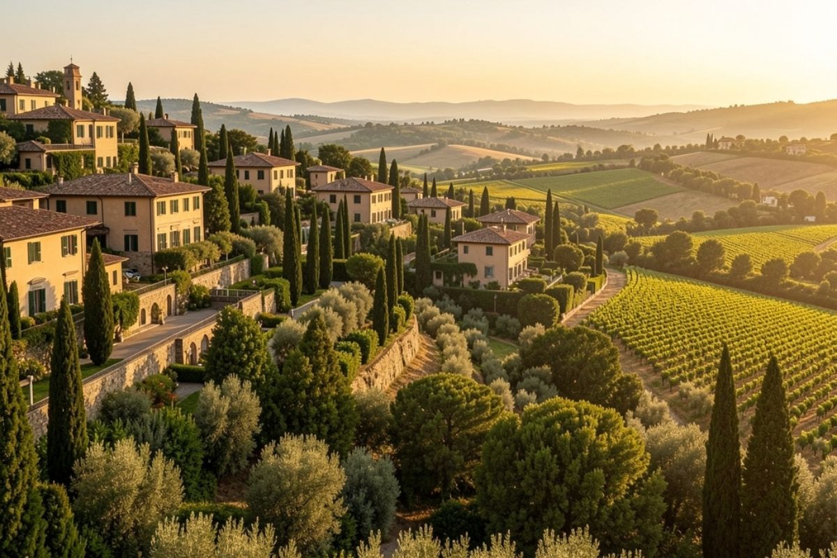 Vista panoramica di Frascati con le sue ville e il verde circostante